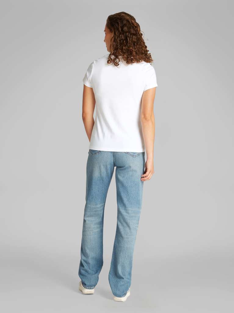 Λευκό T-shirt Με Λογότυπο Σε Slim Γραμμή  Γυναίκα