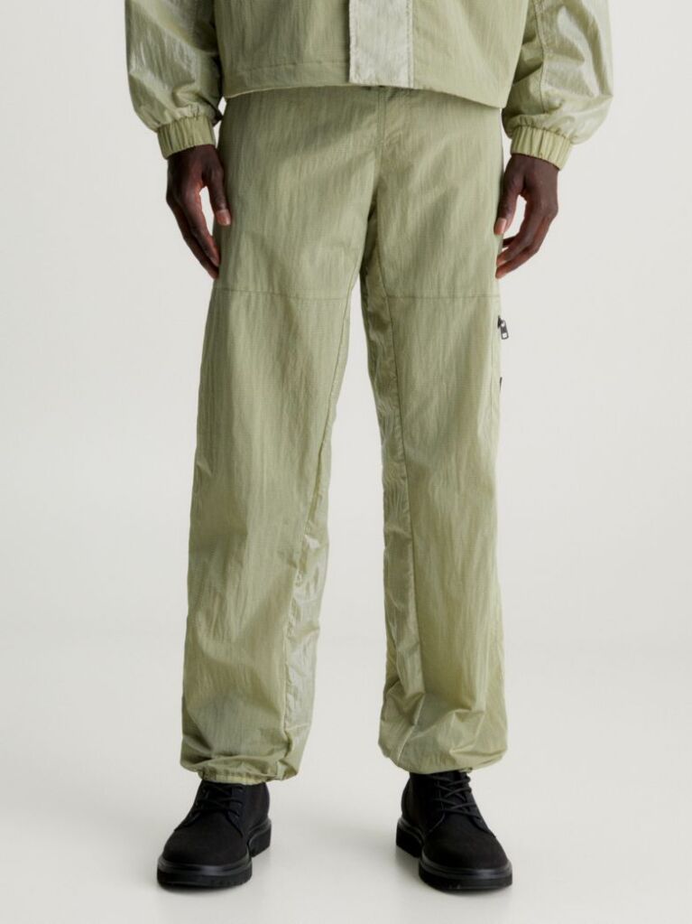 Green Relaxed Nylon Cargo Pants  Men