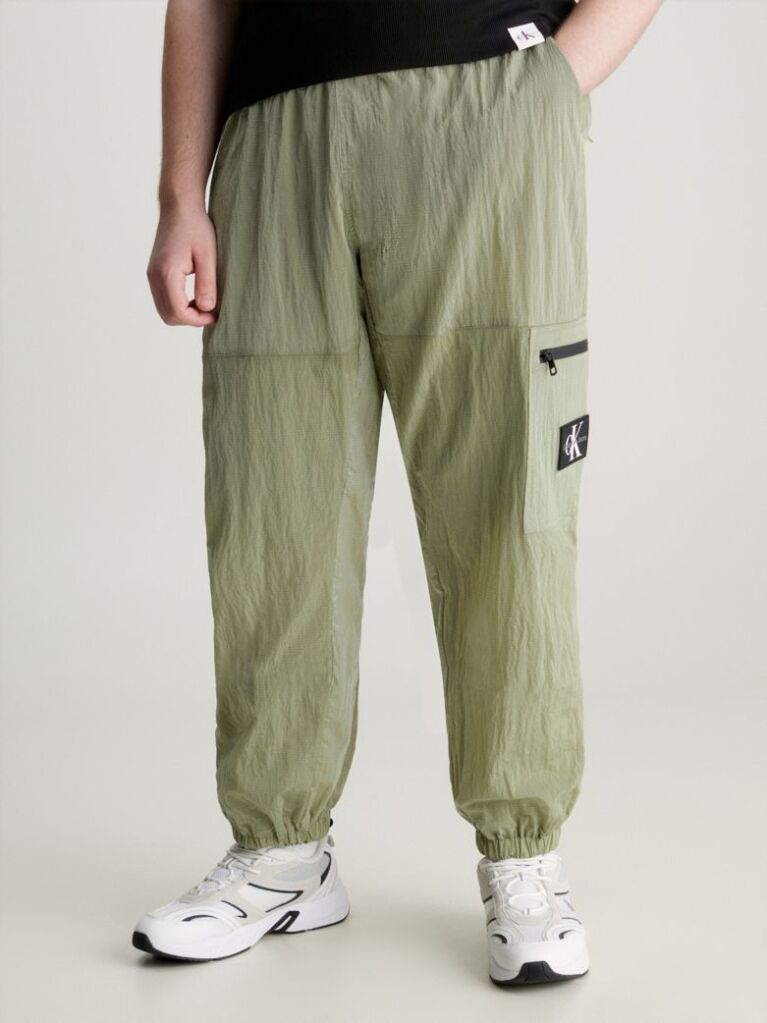 Green Relaxed Nylon Cargo Pants  Men