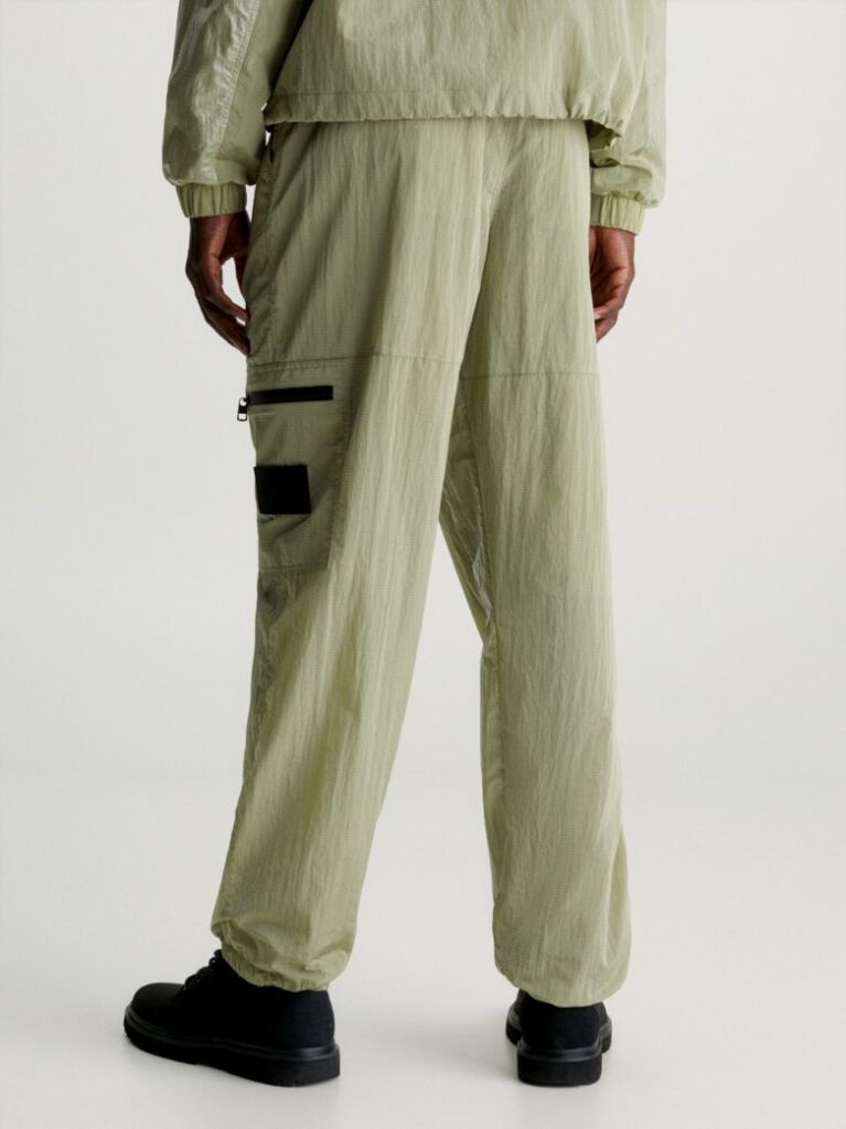 Green Relaxed Nylon Cargo Pants  Men