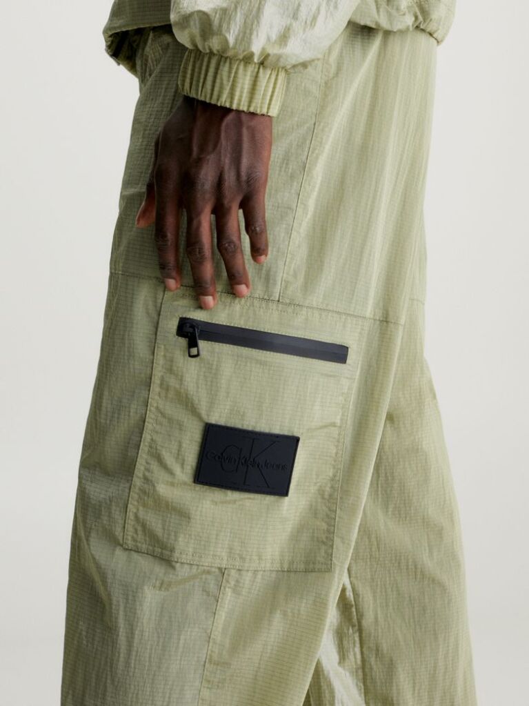 Green Relaxed Nylon Cargo Pants  Men