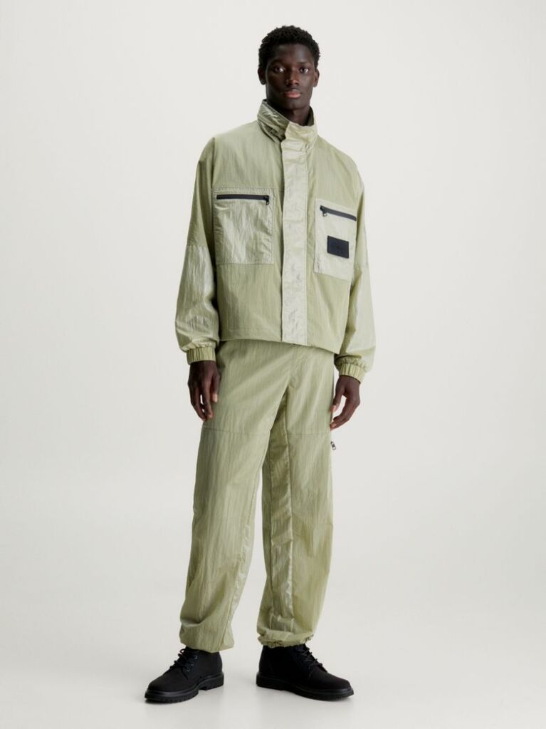Green Relaxed Nylon Cargo Pants  Men