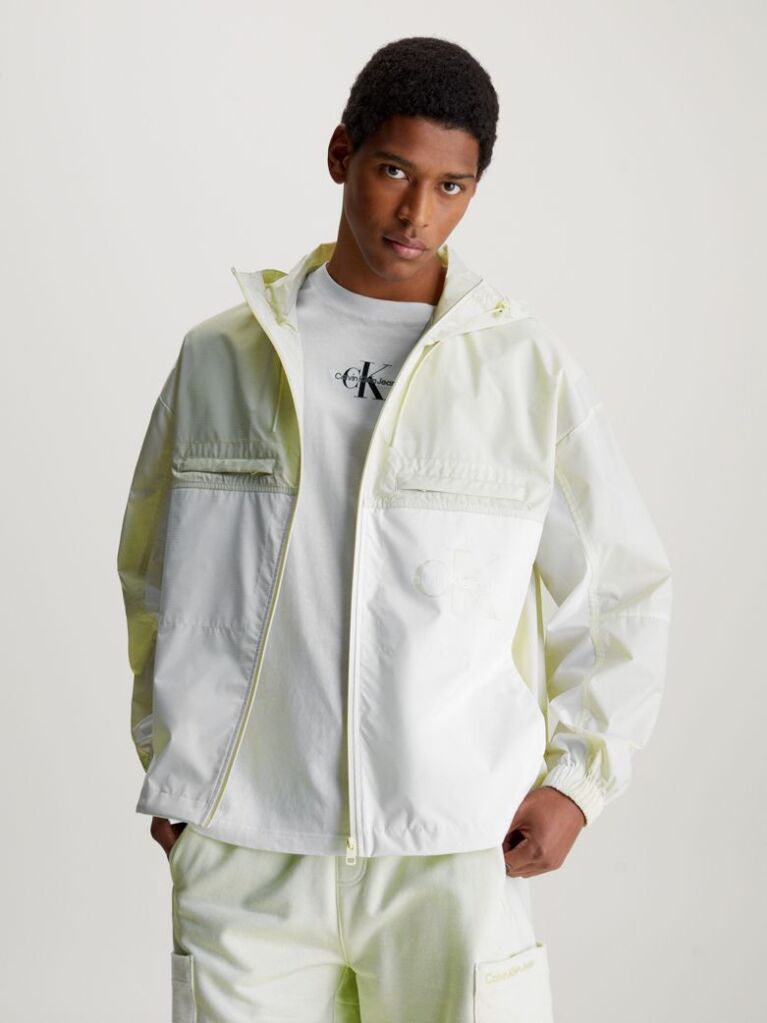 White Relaxed Hooded Ripstop Jacket  Men