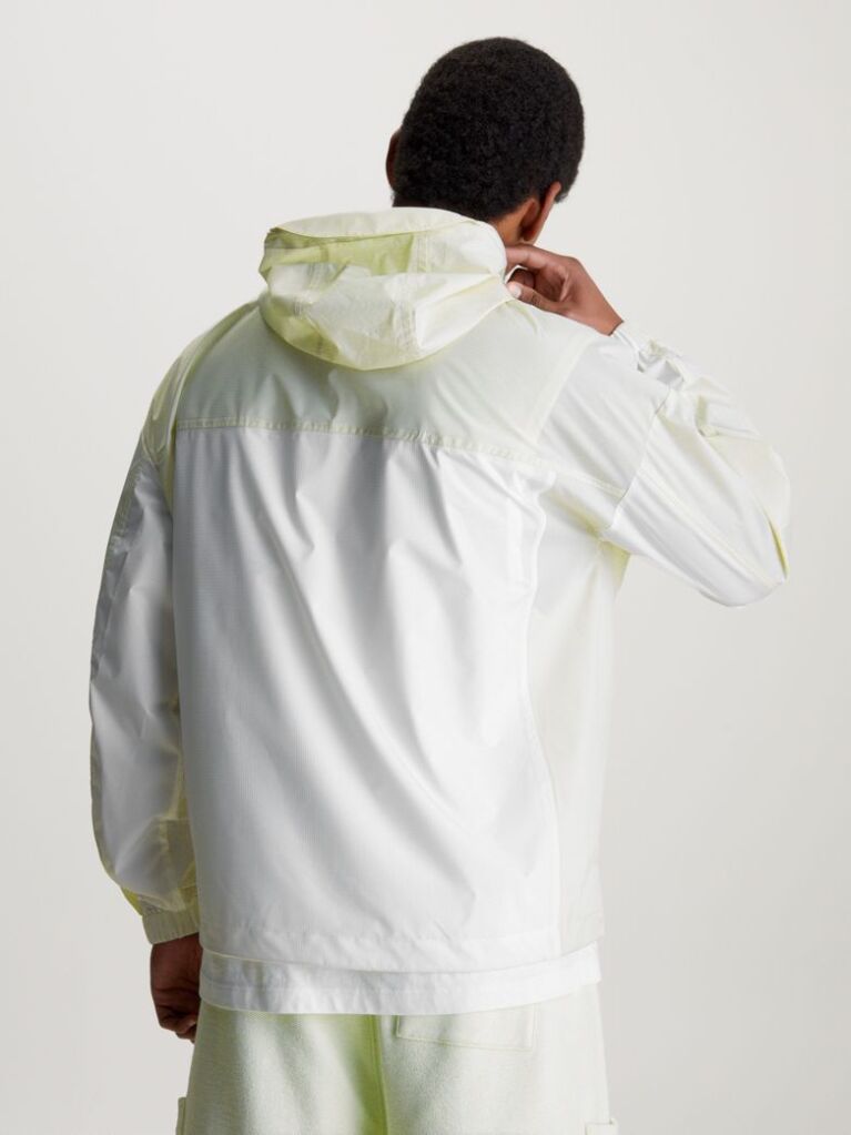 White Relaxed Hooded Ripstop Jacket  Men