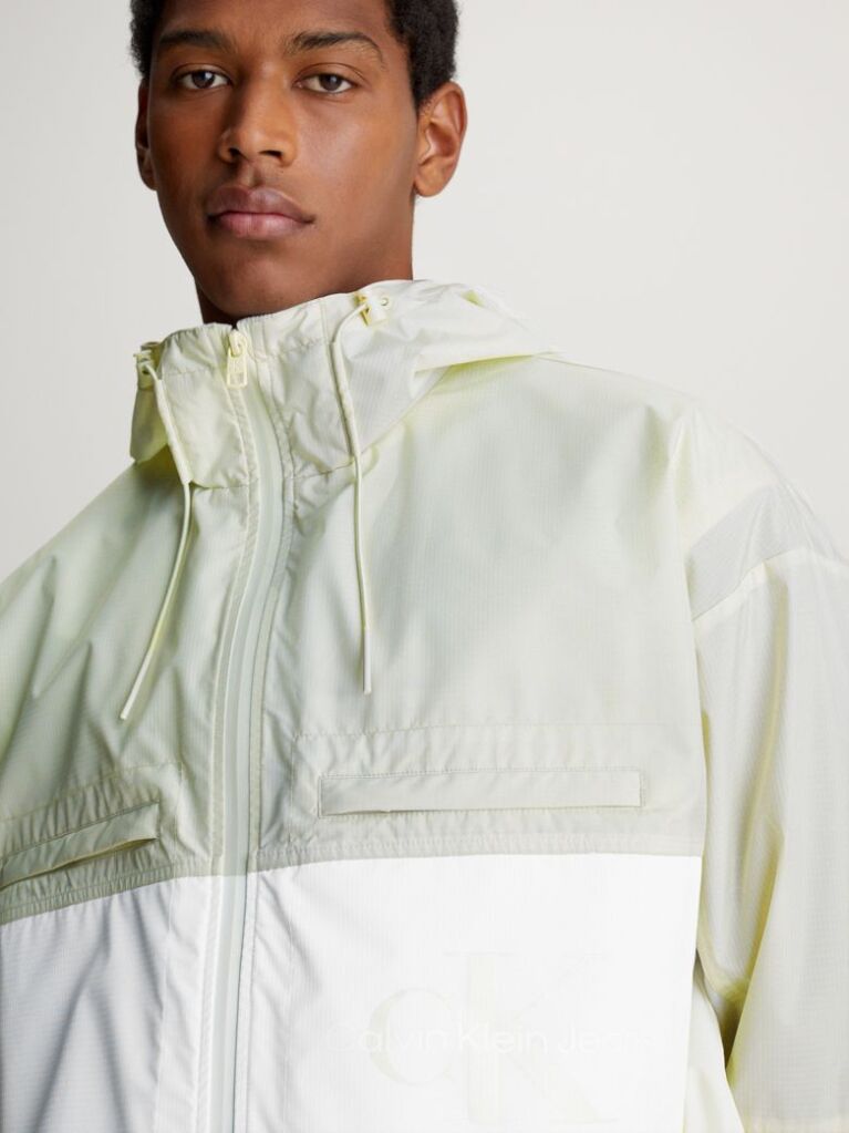 White Relaxed Hooded Ripstop Jacket  Men