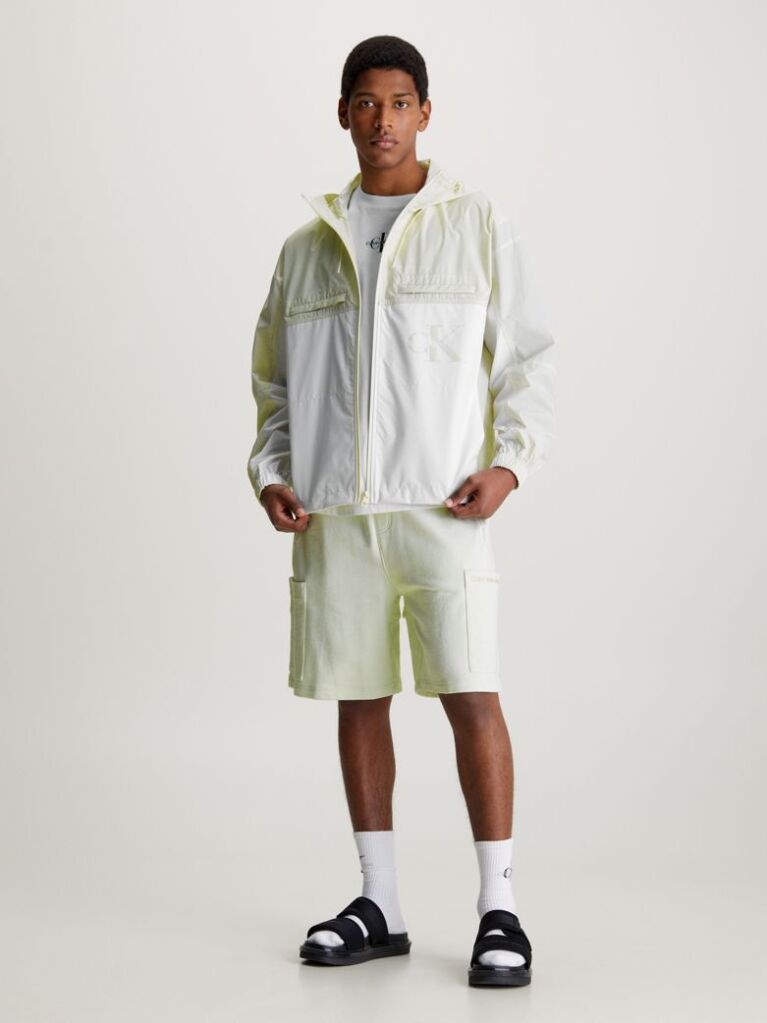 White Relaxed Hooded Ripstop Jacket  Men