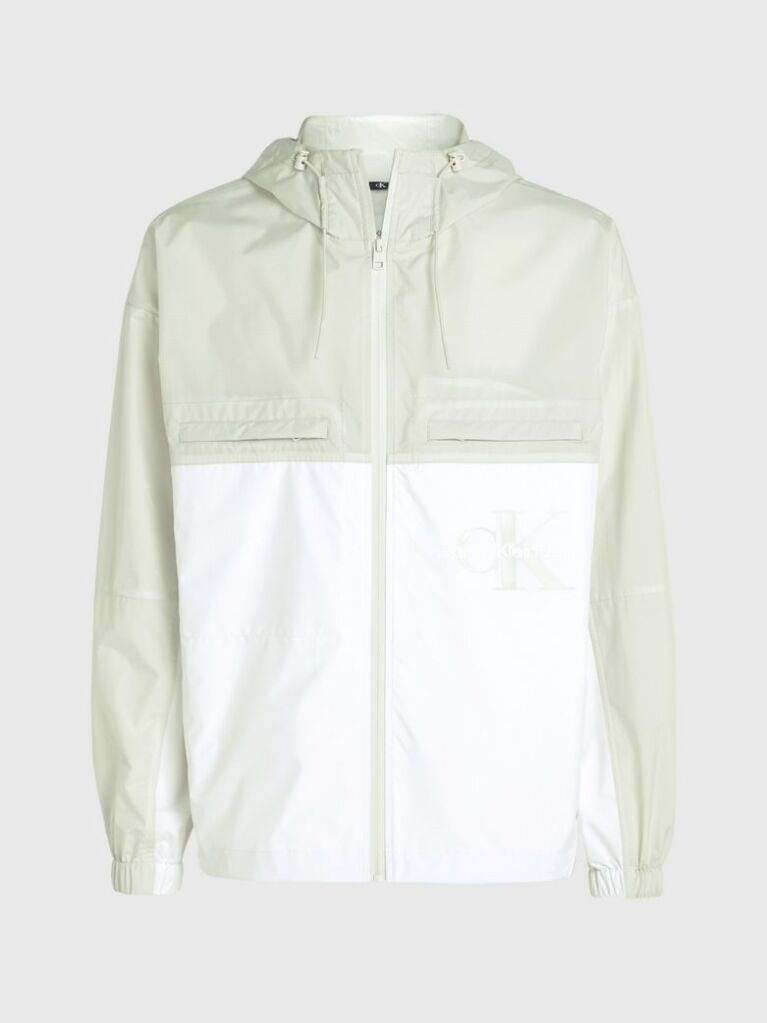 White Relaxed Hooded Ripstop Jacket  Men