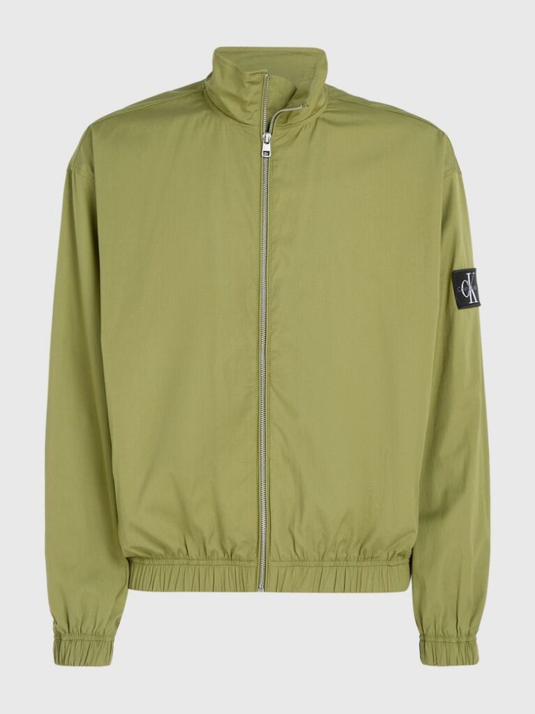 Green Relaxed Cotton Zip Up Jacket  Men
