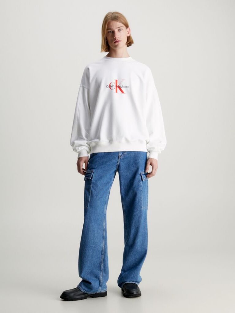 Λευκό Oversized Φούτερ Με Μονόγραμμα  Άνδρας