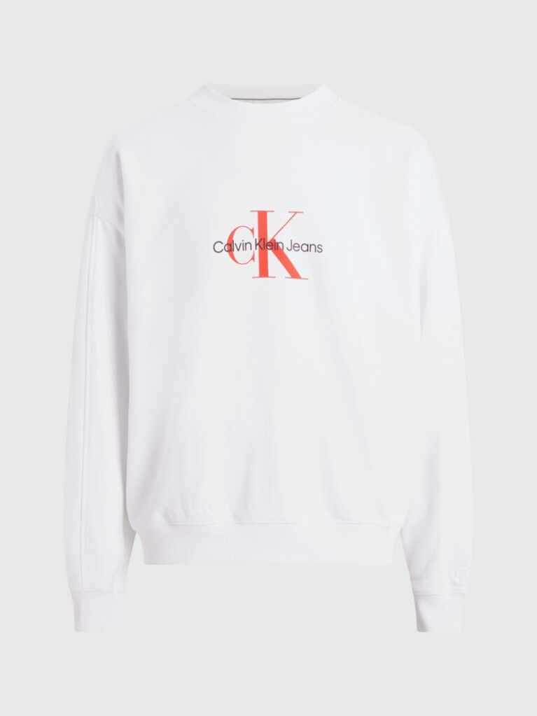 Λευκό Oversized Φούτερ Με Μονόγραμμα  Άνδρας