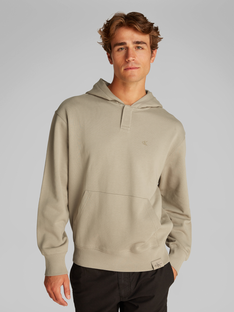 Beige Cotton Terry Monogram Hoodie  Men
