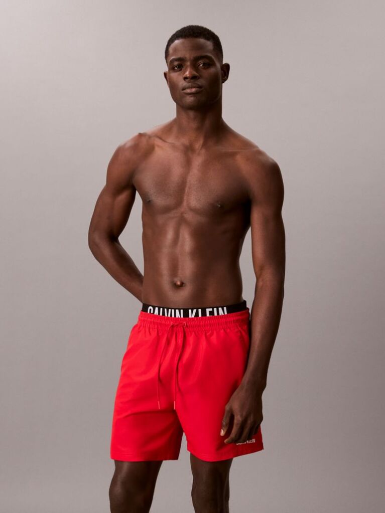 Red Double Waistband Swim Shorts - Intense Power  Men