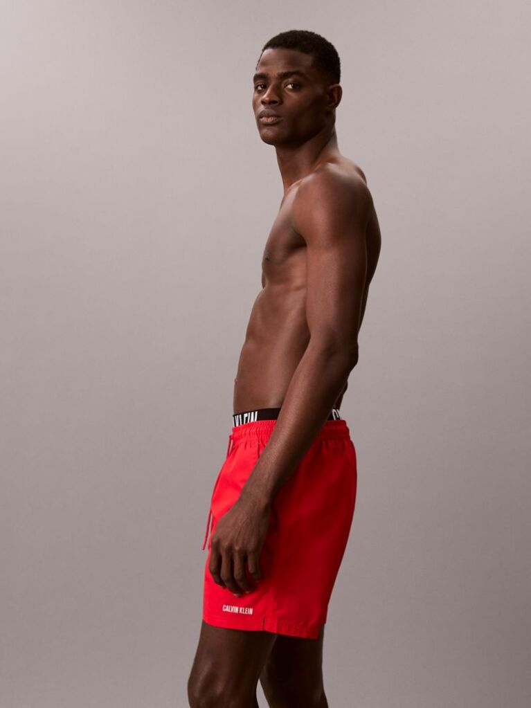 Red Double Waistband Swim Shorts - Intense Power  Men