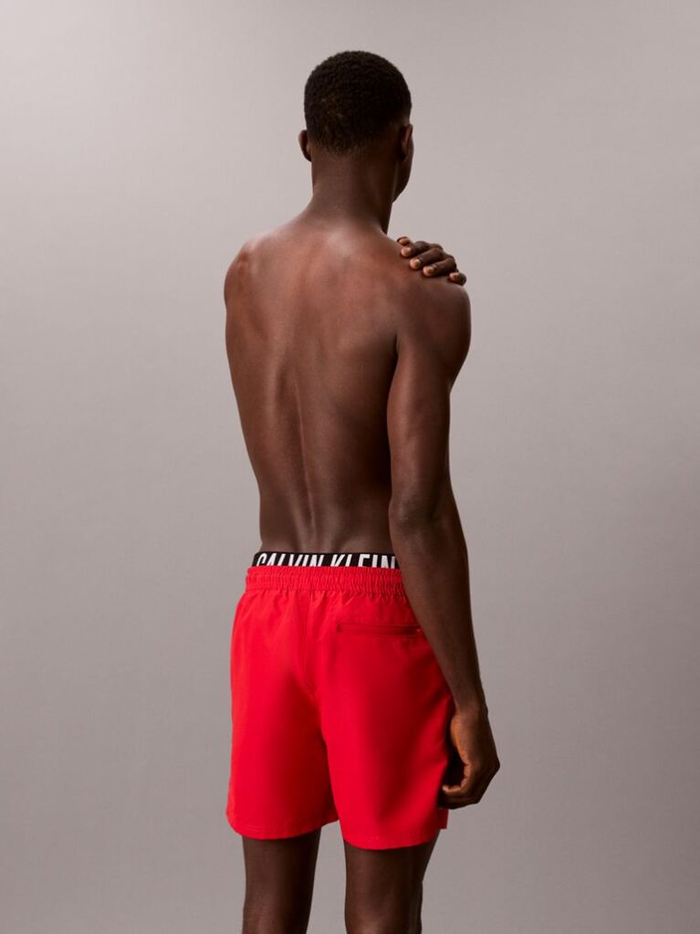Red Double Waistband Swim Shorts - Intense Power  Men