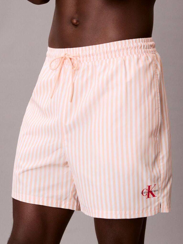Orange Medium Drawstring Swim Shorts - CK Monogram  Men