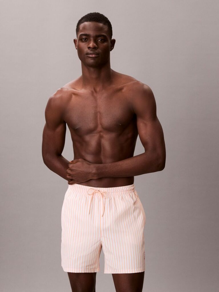 Orange Medium Drawstring Swim Shorts - CK Monogram  Men