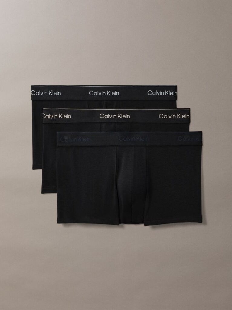 Black 3 Pack Low Rise Trunks - Icon Cotton Stretch  Men