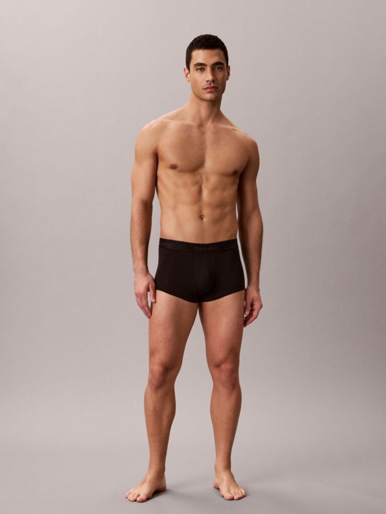 Black 3 Pack Low Rise Trunks - Icon Cotton Stretch  Men