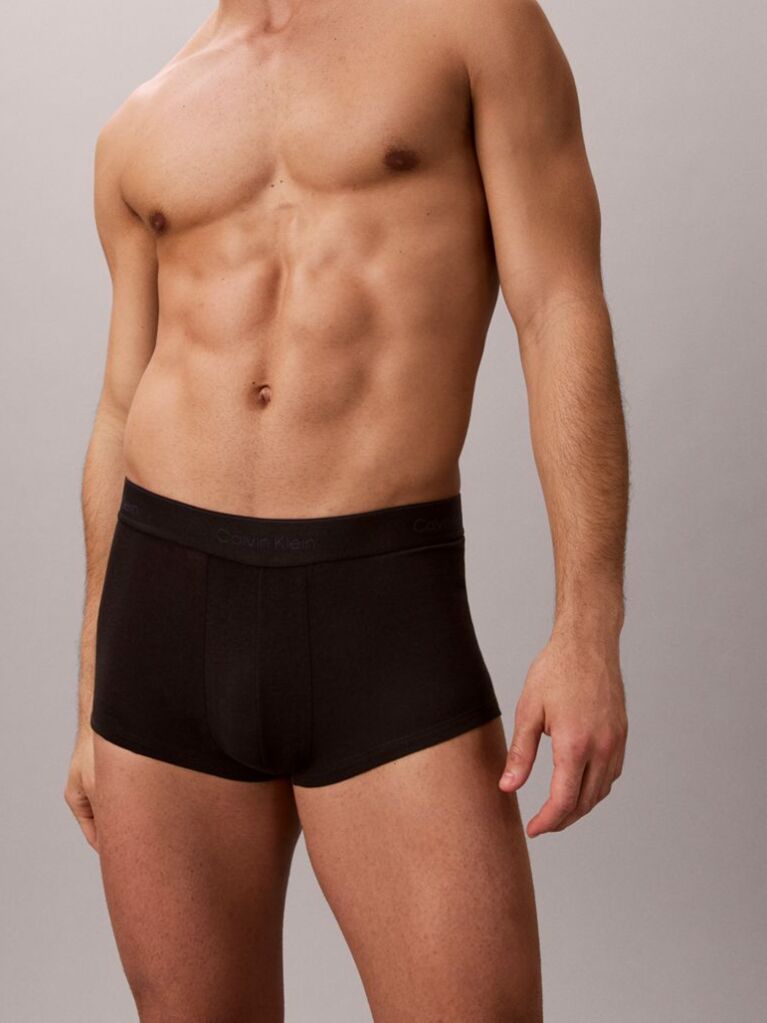 Black 3 Pack Low Rise Trunks - Icon Cotton Stretch  Men
