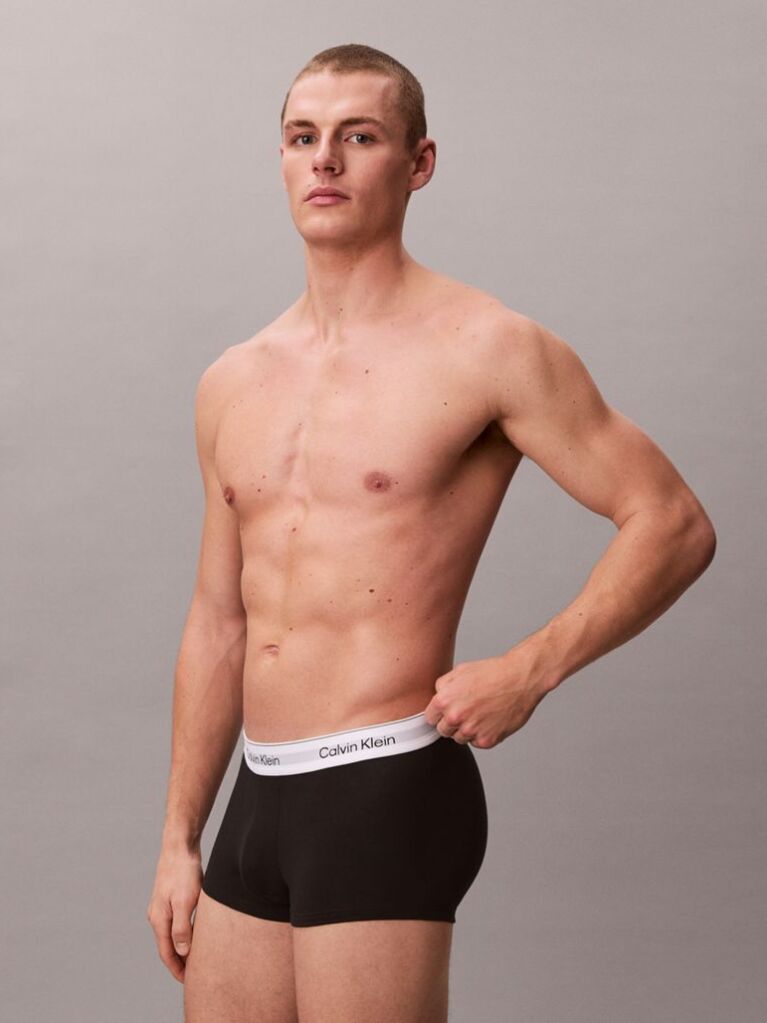 Black 3 Pack Low Rise Trunks - Icon Cotton Stretch  Men
