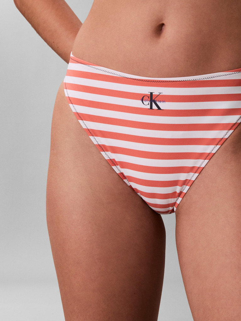 Orange High Leg Bikini Bottoms - CK Monogram  Women