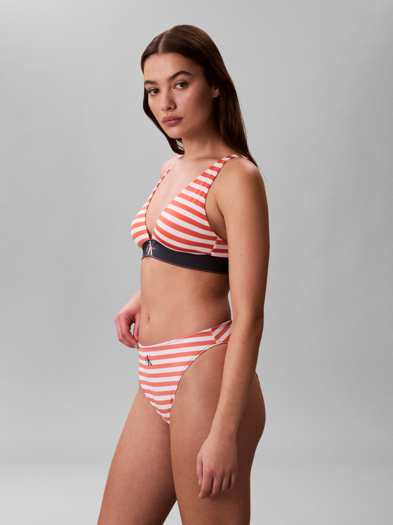 Orange High Leg Bikini Bottoms - CK Monogram  Women