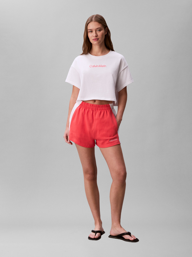 Λευκό Crop T-Shirt Παραλίας  Γυναίκα