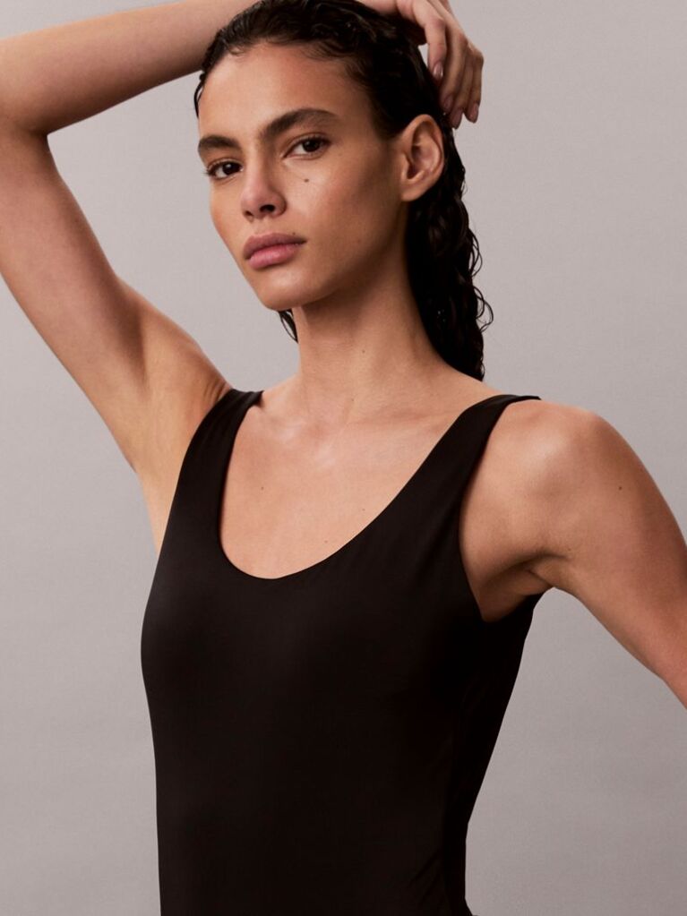 Black Scoop Back Swimsuit - CK Icon  Women