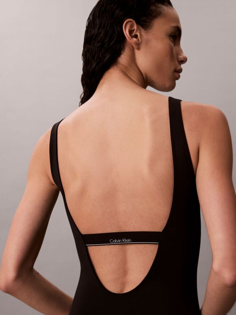 Black Scoop Back Swimsuit - CK Icon  Women