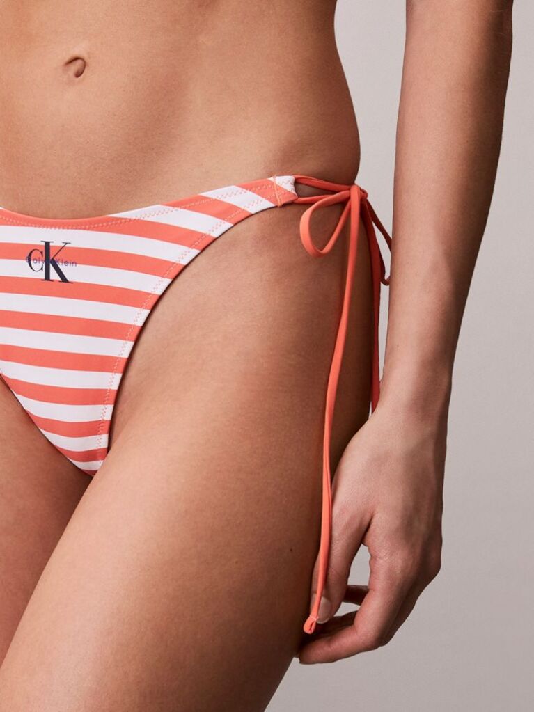 Orange Tie Side Bikini Bottoms - CK Monogram  Women