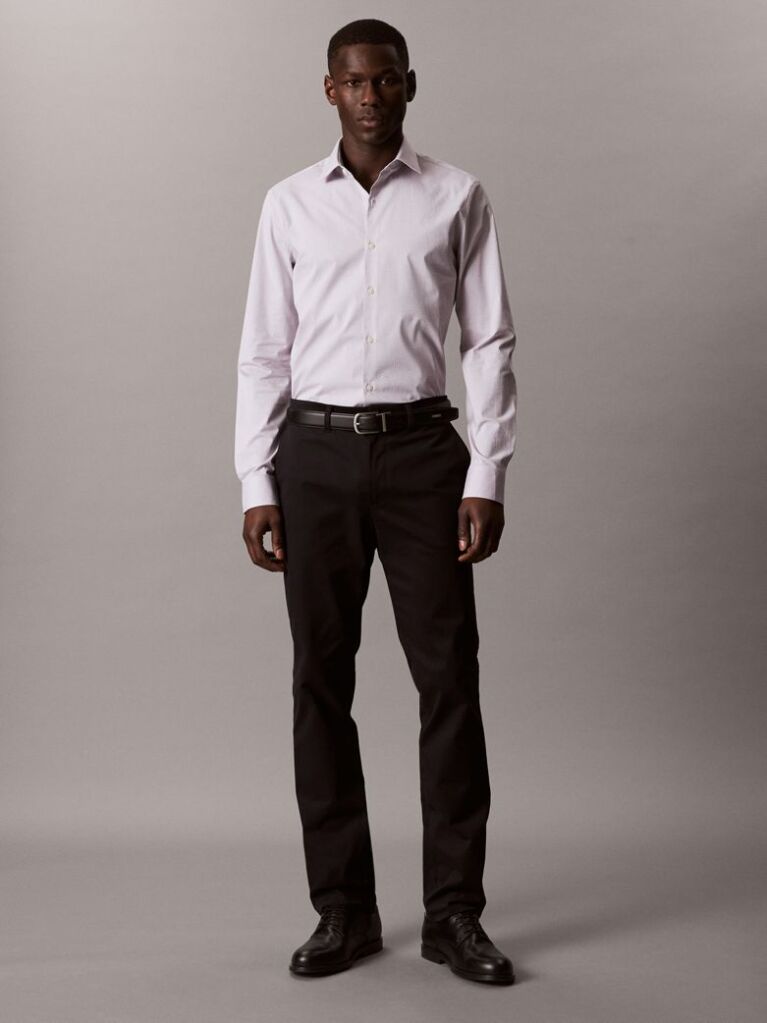Purple Slim Fit Micro Dot Poplin Shirt  Men