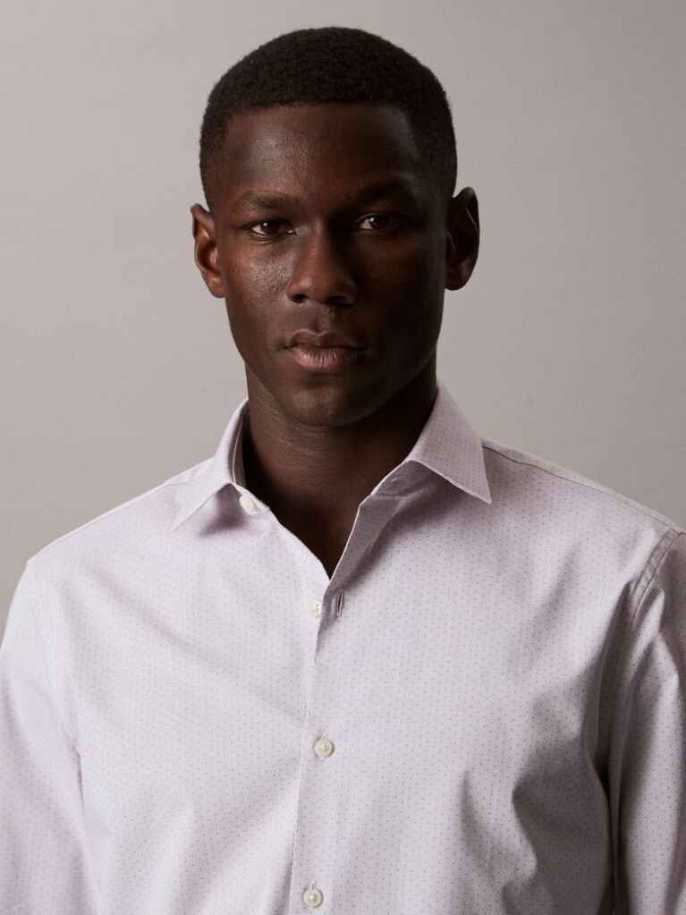 Purple Slim Fit Micro Dot Poplin Shirt  Men