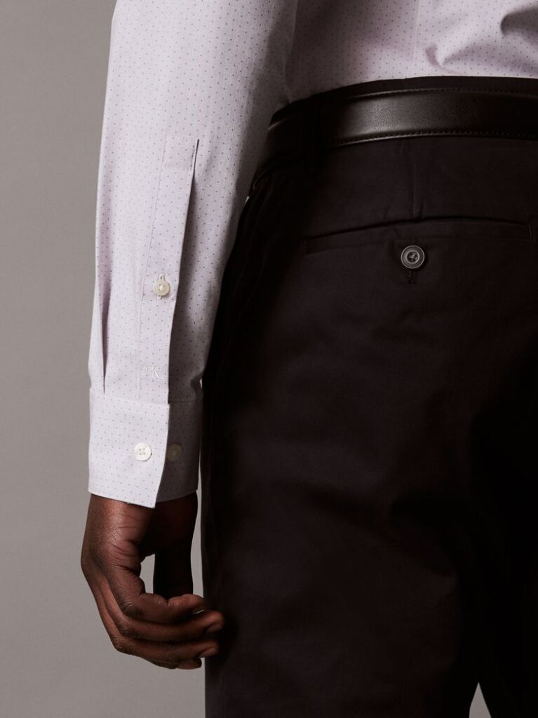 Purple Slim Fit Micro Dot Poplin Shirt  Men