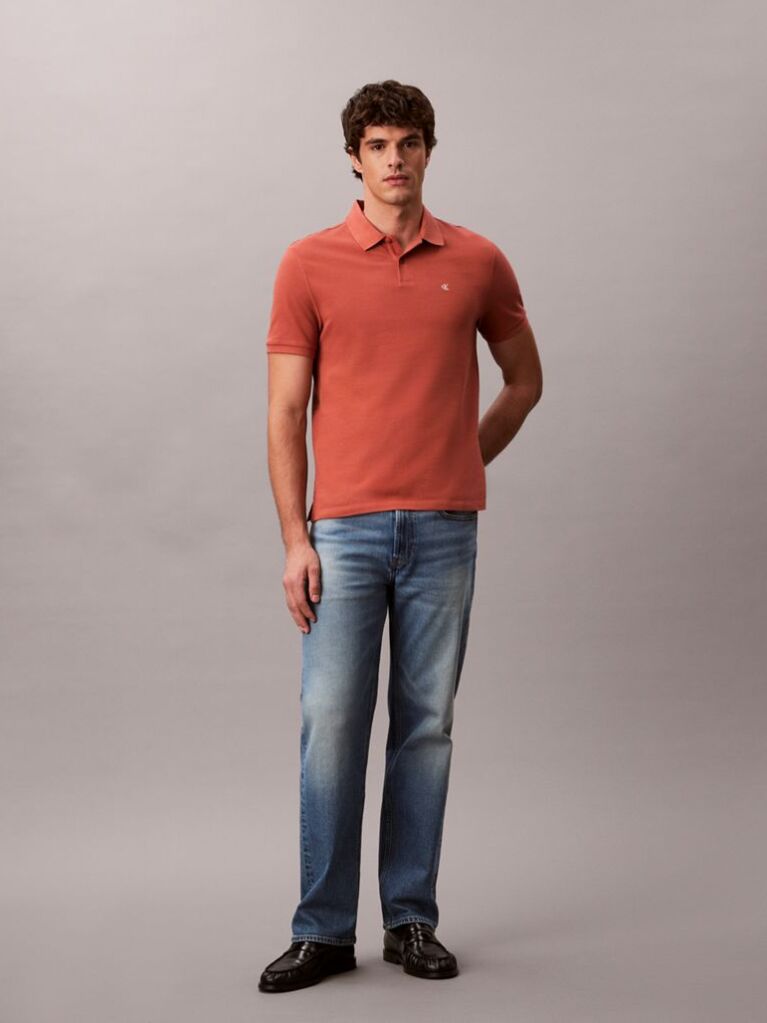 Καφέ Polo T-Shirt Από Βαμβάκι Πικέ  Άνδρας