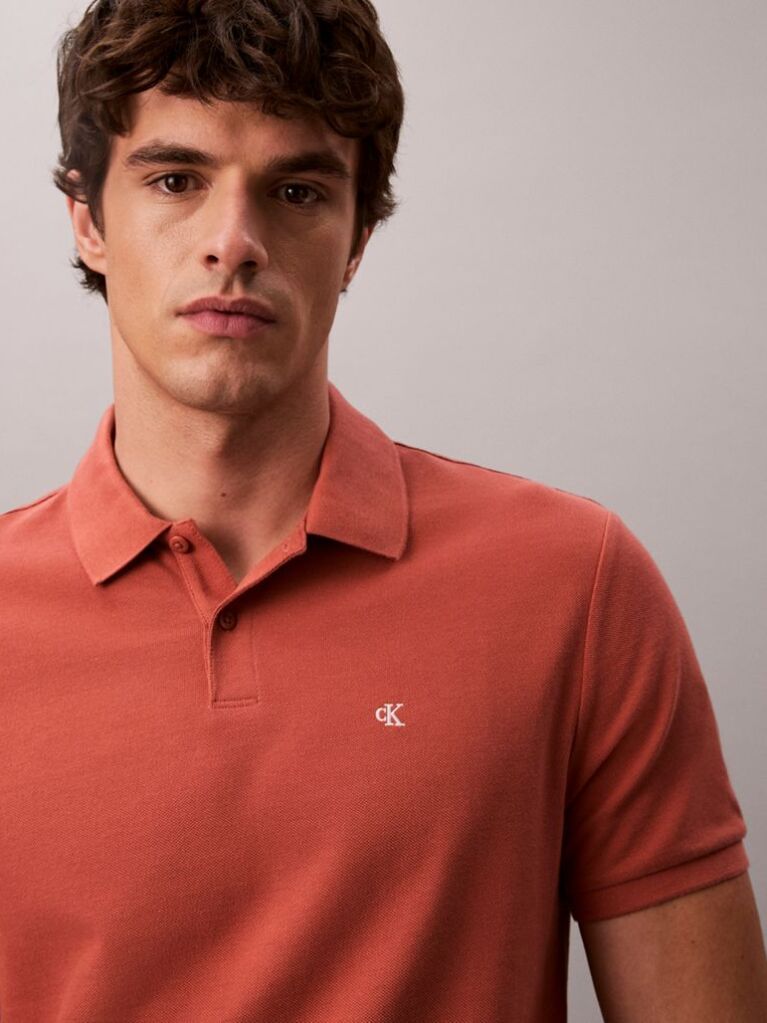 Καφέ Polo T-Shirt Από Βαμβάκι Πικέ  Άνδρας