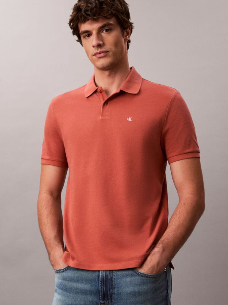 Καφέ Polo T-Shirt Από Βαμβάκι Πικέ  Άνδρας
