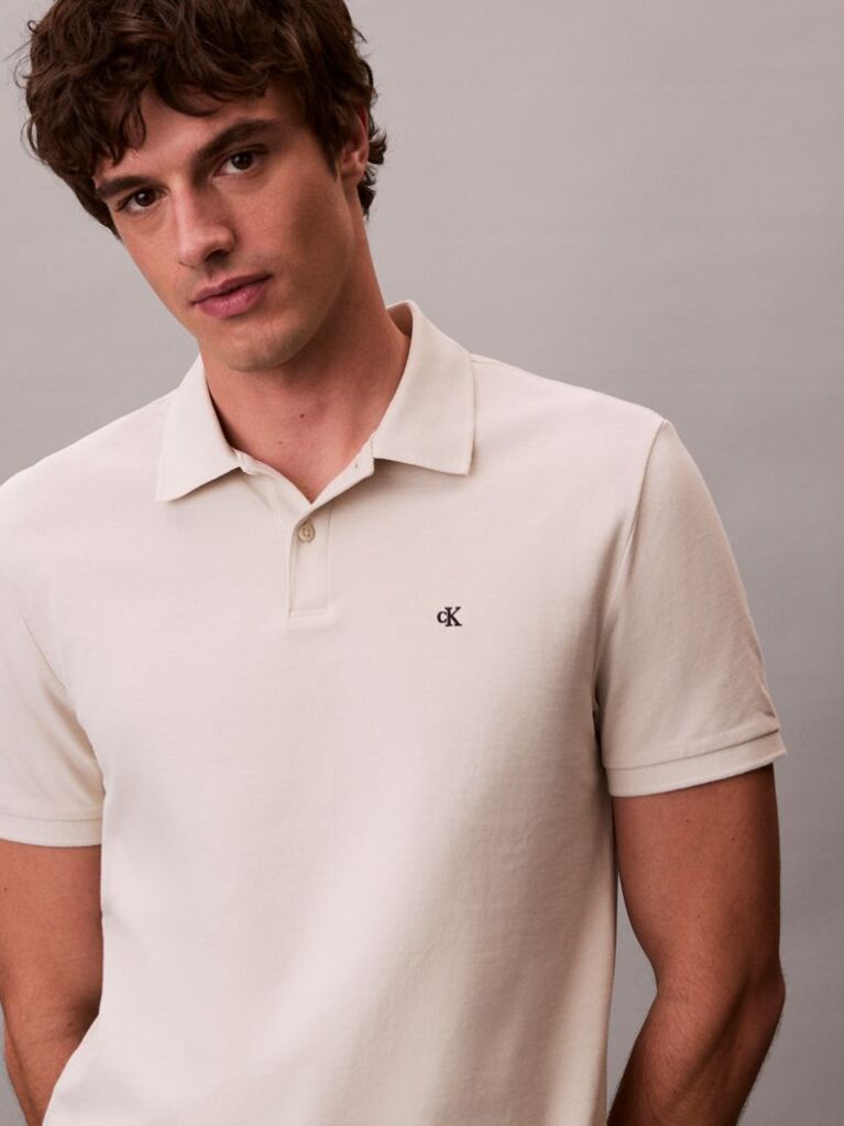 Μπεζ Polo T-Shirt Από Βαμβάκι Πικέ  Άνδρας