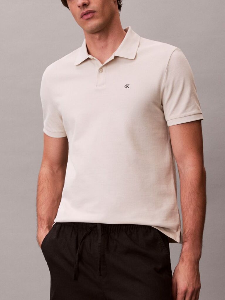 Μπεζ Polo T-Shirt Από Βαμβάκι Πικέ  Άνδρας