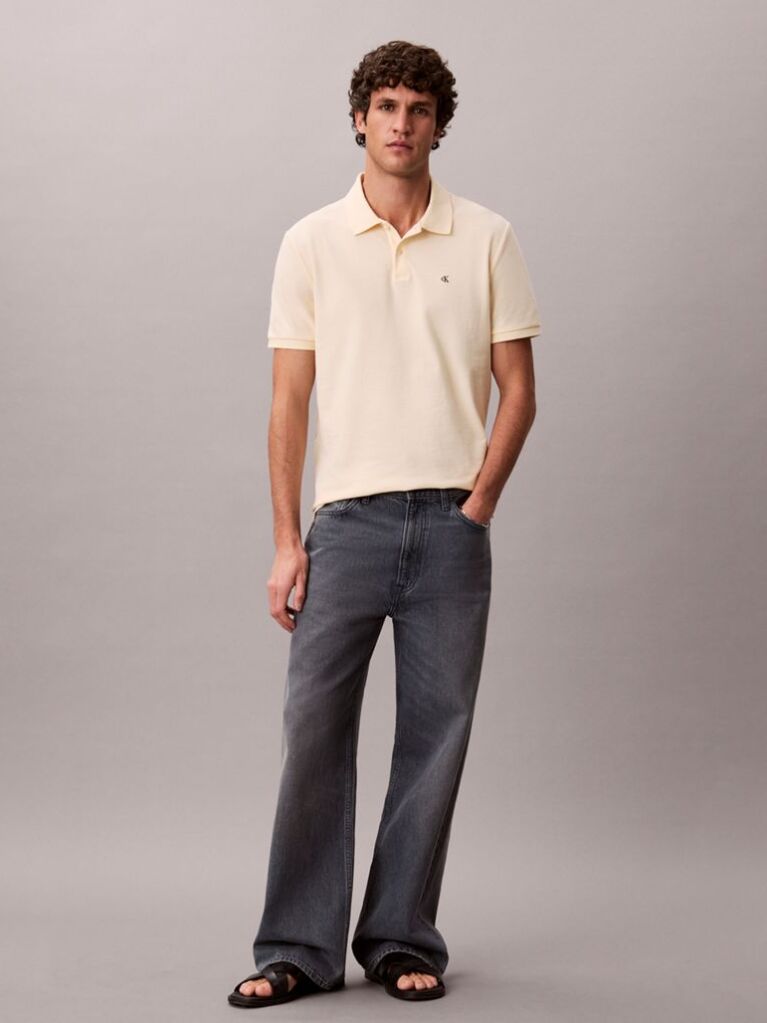 Beige Cotton Piqué Polo Shirt  Men