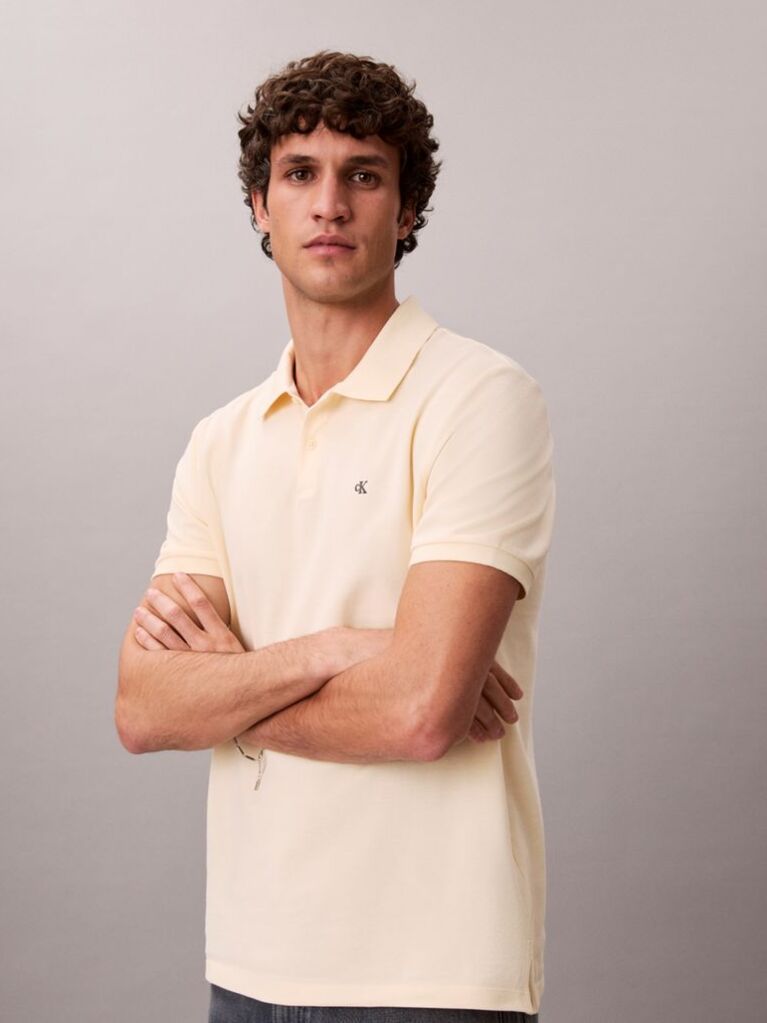 Beige Cotton Piqué Polo Shirt  Men