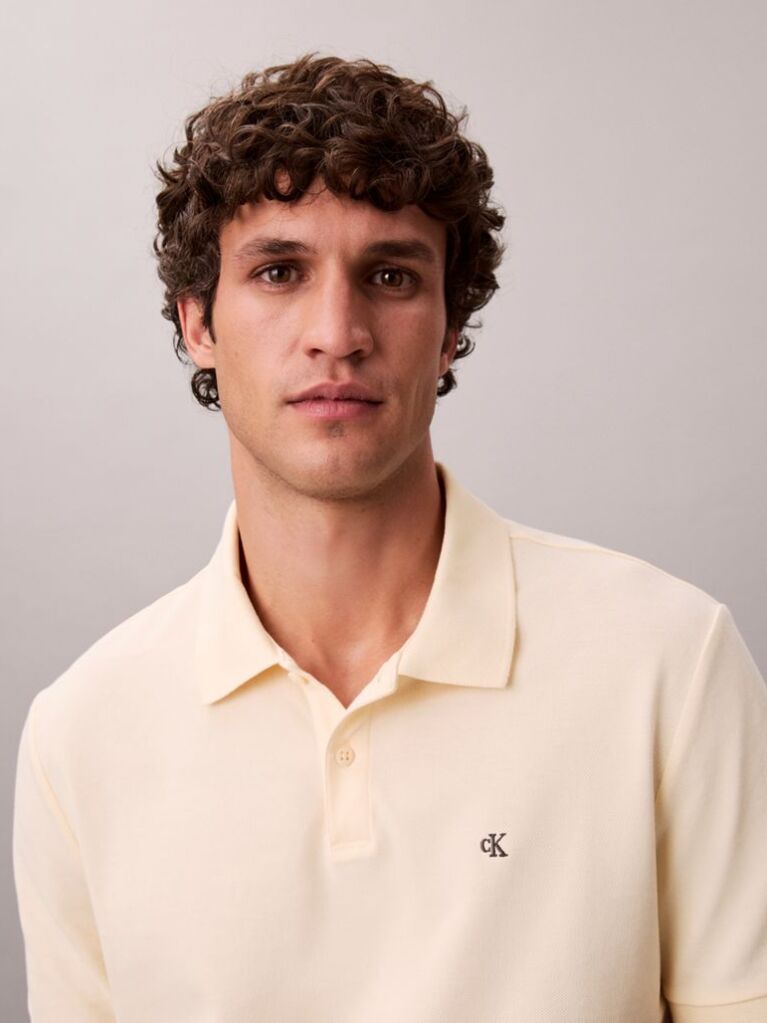 Beige Cotton Piqué Polo Shirt  Men