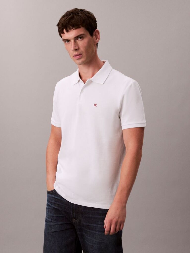 Λευκό Polo T-Shirt Από Βαμβάκι Πικέ  Άνδρας