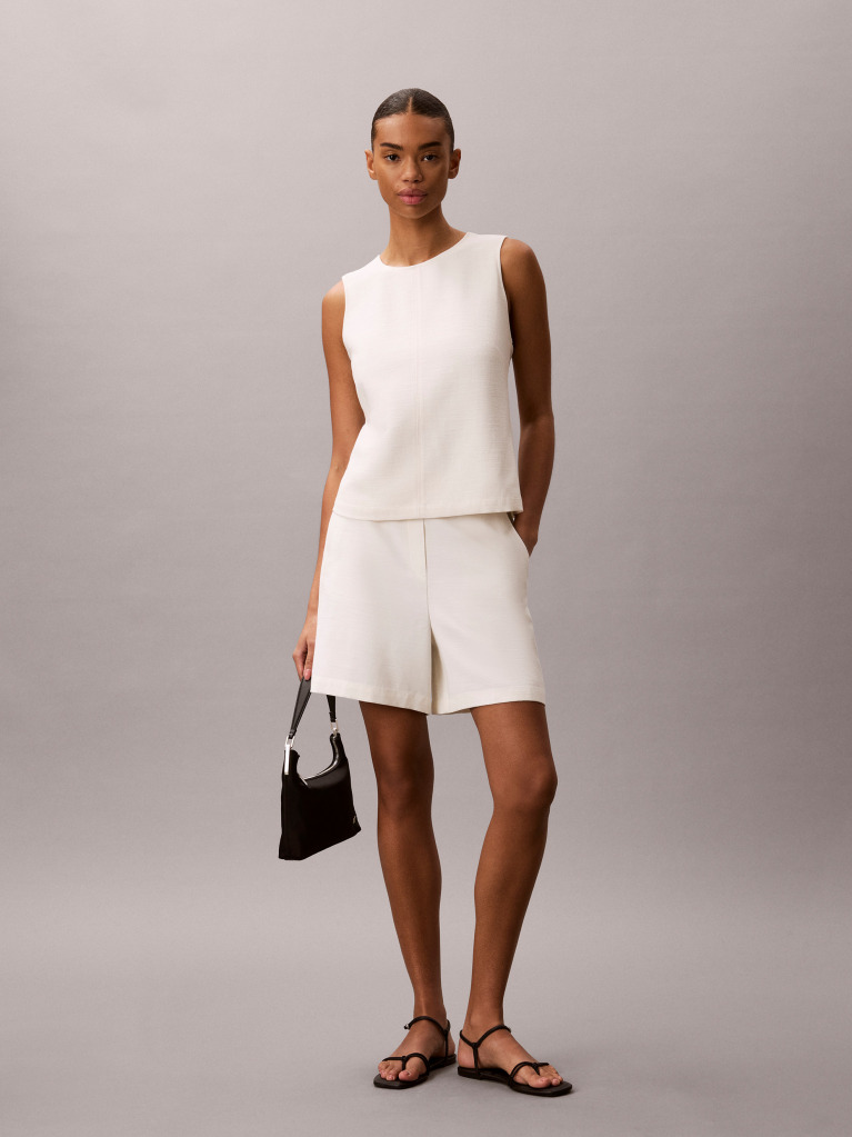 White Textured Sleeveless Top  Women