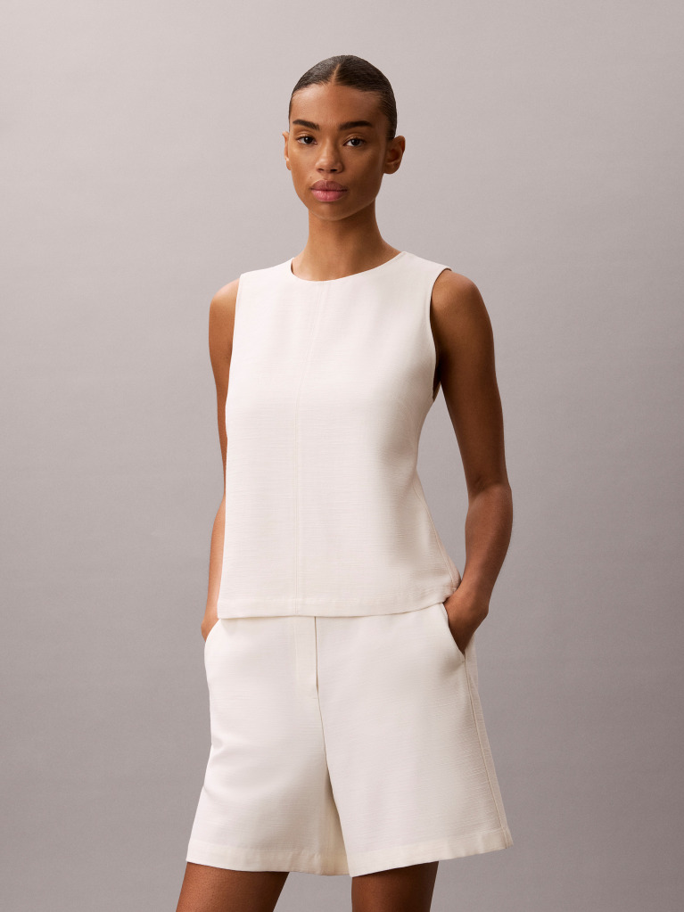 White Textured Sleeveless Top  Women