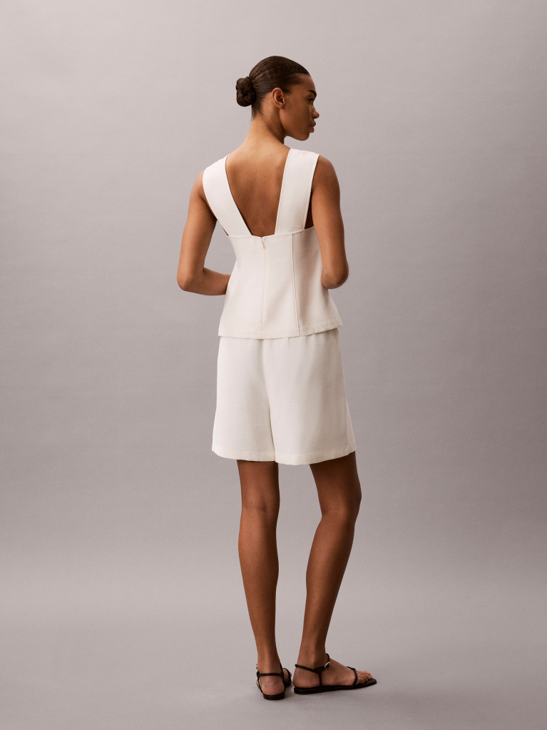 White Textured Sleeveless Top  Women