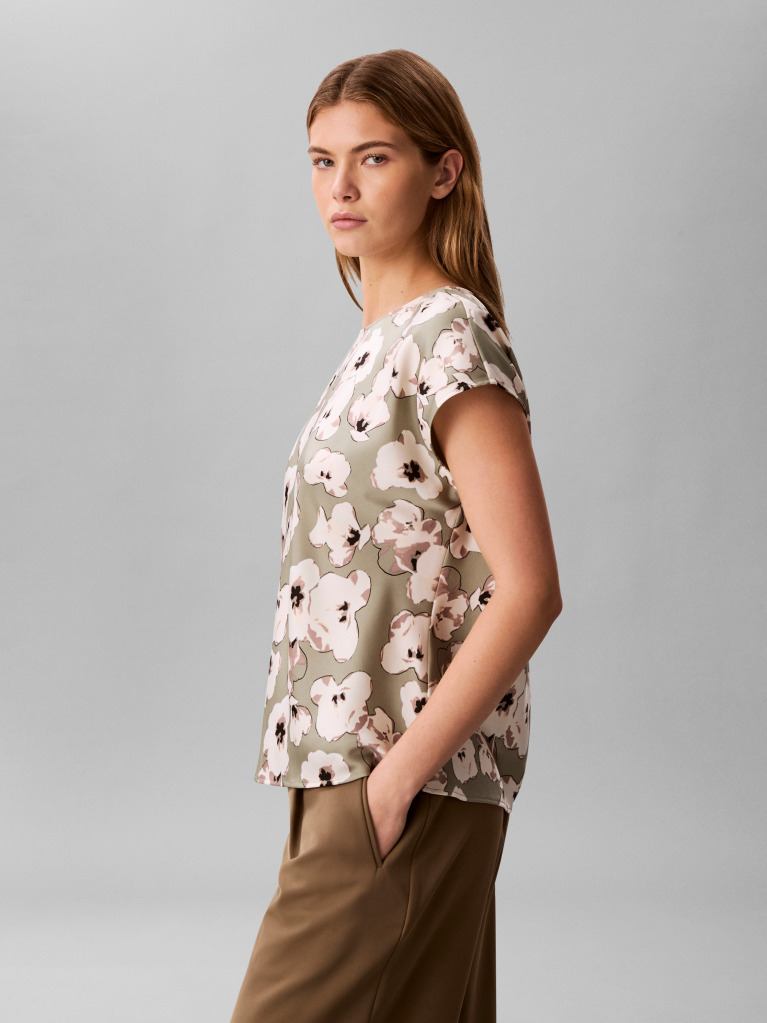Green Printed Matte Satin Sheath Top  Women