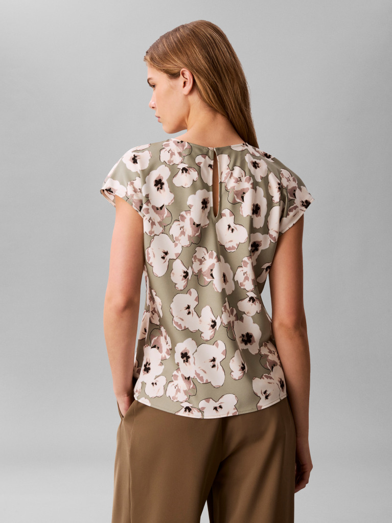 Green Printed Matte Satin Sheath Top  Women