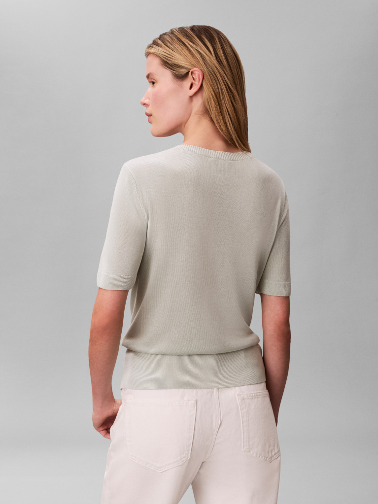 Green Fine Gauge Viscose Vneck Tee  Women