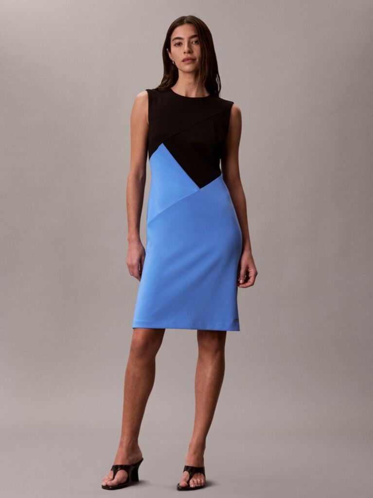 Multi Φόρεμα Από Λείο Crepe με Colour Block Σχέδιο  Γυναίκα