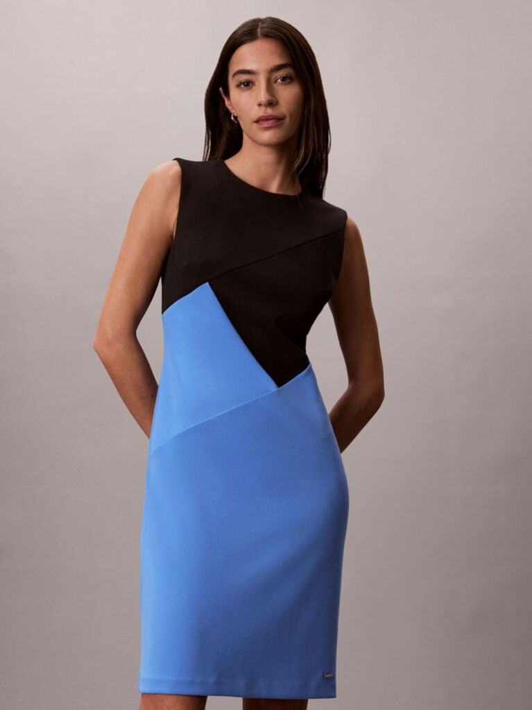 Multi Φόρεμα Από Λείο Crepe με Colour Block Σχέδιο  Γυναίκα